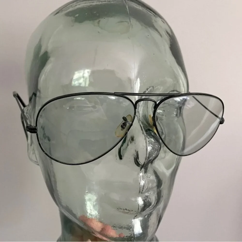 Vintage B&L Ray Ban Black Large Aviator Glasses Frames - 58-14, USA 🇺🇸